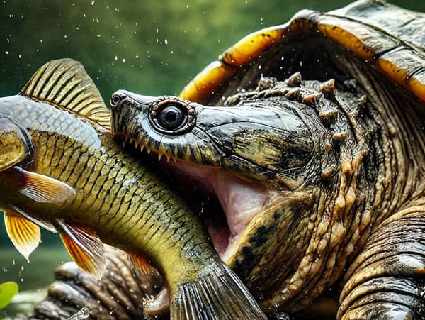 snapping turtle eat fish